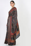 Deep Grey Moonga Silk Saree - Silk Mark Certified