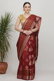 Soft Maroon Katan Silk Drape