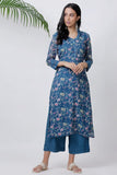 Sapphire Blue Floral Kurta