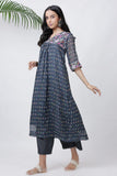 Grey Abstract Print Kurta Palazzo