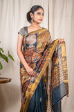 Deep Grey Matka Silk Saree - Silk Mark Certified