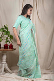 Sea Green Linen Silk Saree