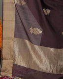 Coffee Brown Pure Katan Silk Saree - Silk Mark Certified
