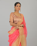 Tomato Red Chanderi Silk Saree