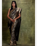 Deep Grey Katan Silk Banarasi Handloom Saree