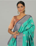 Bindiya Turquoise Katan Silk Saree - Silk Mark Certified
