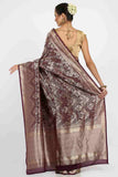 Deep Plum Silver Zari Khadua Katan Silk Drape