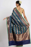 Oceanic Handwoven Khadua Katan Silk Drape