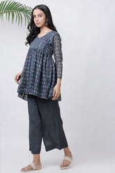 Charcoal Grey Angrakha Top