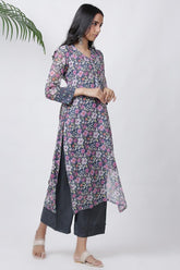 Grey Floral Kurta