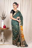 Olive Green Moonga Silk Saree - Silk Mark Certified