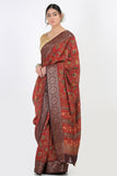 Scarlet Red Kalamkari Moonga Silk Saree - Silk Mark Certified