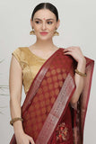 Soft Maroon Katan Silk Drape