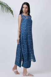 Sleeveless Blue Kurta With Palazzo