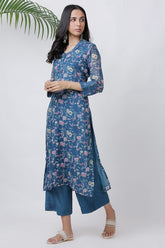 Sapphire Blue Floral Kurta