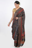 Deep Grey Moonga Silk Saree - Silk Mark Certified
