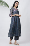 Grey Abstract Print Kurta Palazzo