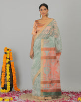 White Kora Woven Saree