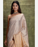 Handwoven Beige Silk Tissue Saree