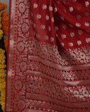 Red Pure Katan Silk Saree - Silk Mark Certified