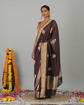 Coffee Brown Pure Katan Silk Saree - Silk Mark Certified