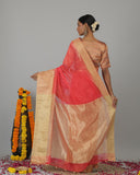 Tomato Red Chanderi Silk Saree