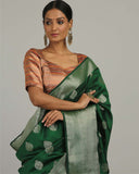 Kamayini Green Pure Katan Silk Saree - Silk Mark Certified