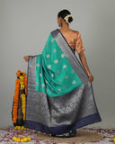 Bindiya Turquoise Katan Silk Saree - Silk Mark Certified