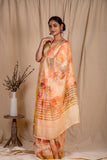 Peach Linen Silk Saree