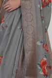 Steel Grey Moonga Silk Saree - Silk Mark Certified