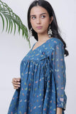 Blue Bird Print Angrakha Top