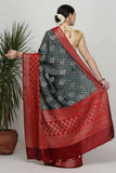 Dark Grey Katan Silk Saree