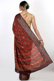 Scarlet Red Kalamkari Moonga Silk Saree - Silk Mark Certified