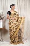 Beige Moonga Silk Saree - Silk Mark Certified