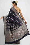 Prussian Blue Handloom Khadua Katan Silk Drape