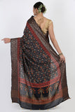 Deep Grey Moonga Silk Saree - Silk Mark Certified