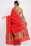 Fiery Red Handloom Khadua Katan Silk Drape