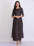 Charcoal Grey Pleated Kurta