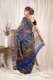 Royal Blue Matka Silk Saree - Silk Mark Certified
