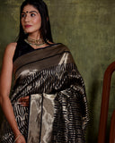 Deep Grey Katan Silk Banarasi Handloom Saree