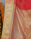 Tomato Red Chanderi Silk Saree