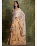 Handwoven Beige Silk Tissue Saree