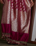 Handloom Purple Cutwork Pure Katan Silk Banarasi Saree