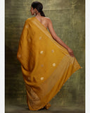 Mustard Moonga Silk Saree