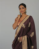 Coffee Brown Pure Katan Silk Saree - Silk Mark Certified