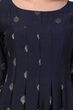 Navy Blue Pleated Kurta