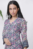 Grey Floral Kurta Palazzo