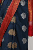 Navy Blue Katan Silk Saree