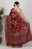 Soft Maroon Katan Silk Drape