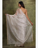 Silver Pure Organza Tissue Saree